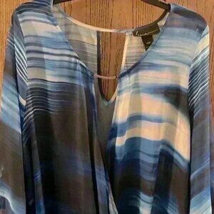 Blue, Sheer airy chiffon, blouse